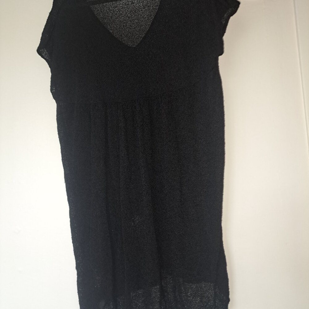 Free People M Black V-Neck Sheer Oversized Dress Swimsuit Cover Up